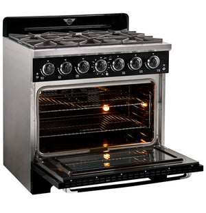 Unique 36 inches Classic Retro Midnight Black Range with FR Triple Crown Burner