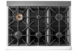 Classic Retro 36-inch 5.2 cu. ft. Retro 6-Burner Gas Range with Convection Oven in Marshmallow White