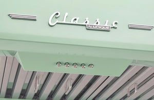 Classic Retro 36-inch 700 CFM Ducted Under Cabinet Range Hood with LED Lighting in Summer Mint Green