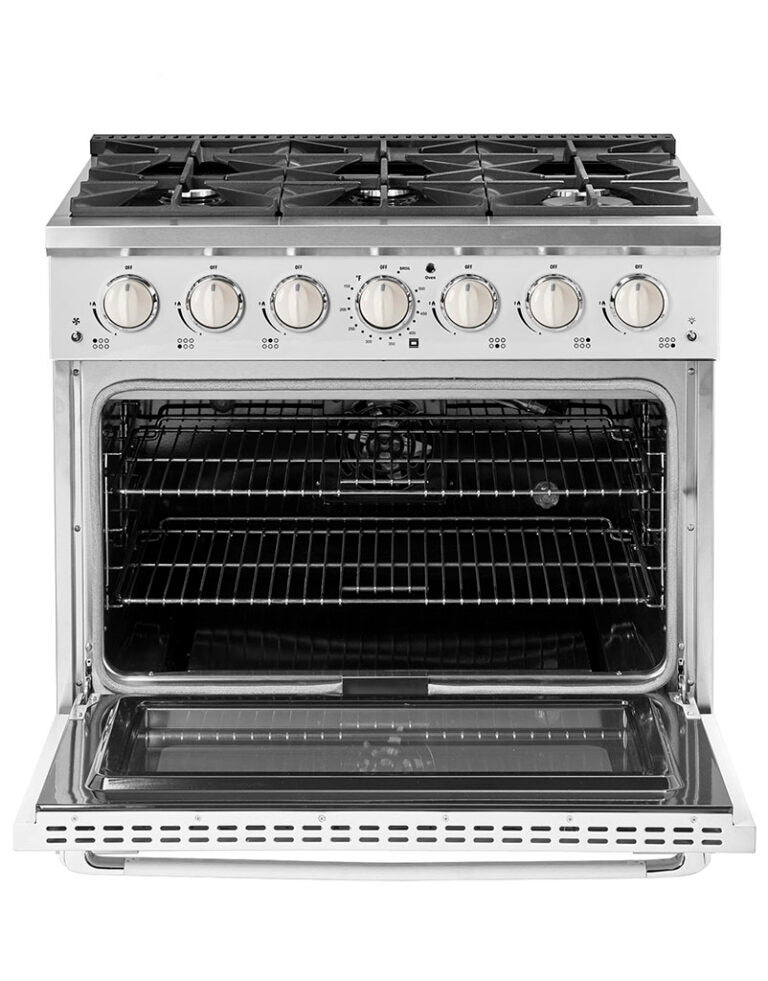 Unique 36' Classic Retro Marshmallow White Range with FR Triple Crown Burner