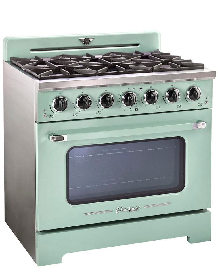 Unique 36' Classic Retro Summer Mint Green Range with FR Triple Crown Burner
