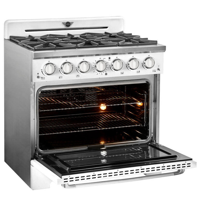 Unique 36' Classic Retro Marshmallow White Range with FR Triple Crown Burner
