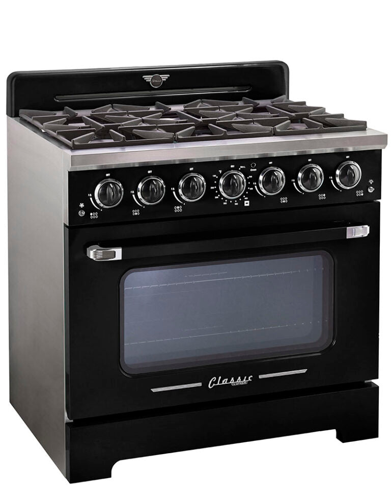 Cuisinière à gaz Classic Rétro avec four à convection, 36 po, 5,2 pi3, vert pale