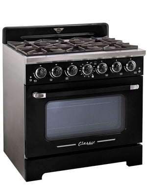 Unique 36 inches Classic Retro Midnight Black Range with FR Triple Crown Burner