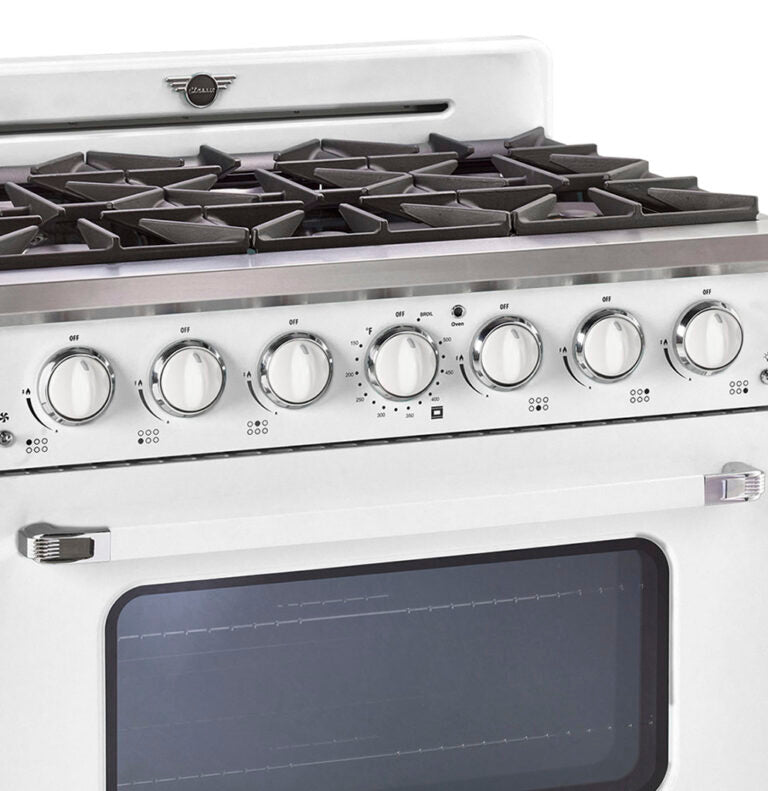 Unique 36' Classic Retro Marshmallow White Range with FR Triple Crown Burner