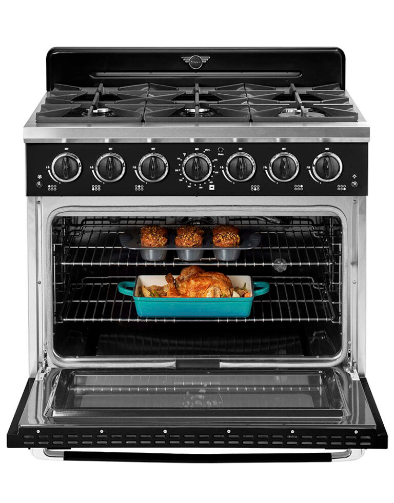 Cuisinière à gaz Classic Rétro avec four à convection, 36 po, 5,2 pi3, vert pale