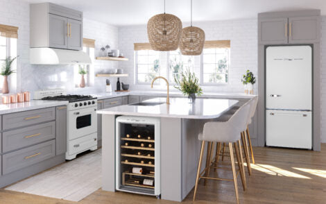 Classic Retro 30 in 17.7 cu. ft. Frost Free Retro Bottom Freezer Refrigerator in Marshmallow White, ENERGY STAR
