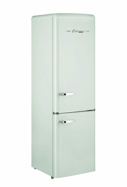Classic Retro 21.6 in. 8.7 cu. ft. Retro Bottom Freezer Refrigerator in Summer Mint Green, ENERGY STAR