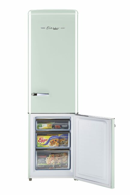 Classic Retro 21.6 in. 8.7 cu. ft. Retro Bottom Freezer Refrigerator in Summer Mint Green, ENERGY STAR