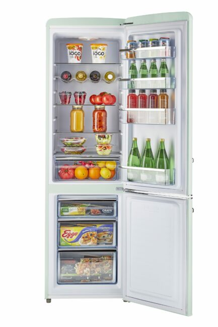 Classic Retro 21.6 in. 8.7 cu. ft. Retro Bottom Freezer Refrigerator in Summer Mint Green, ENERGY STAR