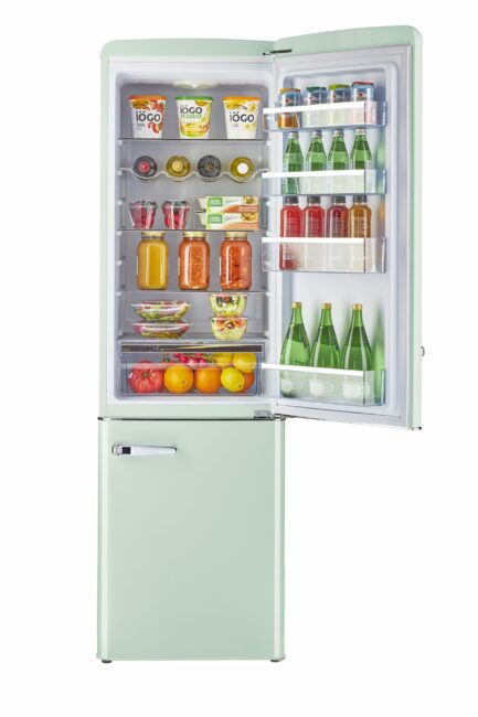 Classic Retro 21.6 in. 8.7 cu. ft. Retro Bottom Freezer Refrigerator in Summer Mint Green, ENERGY STAR