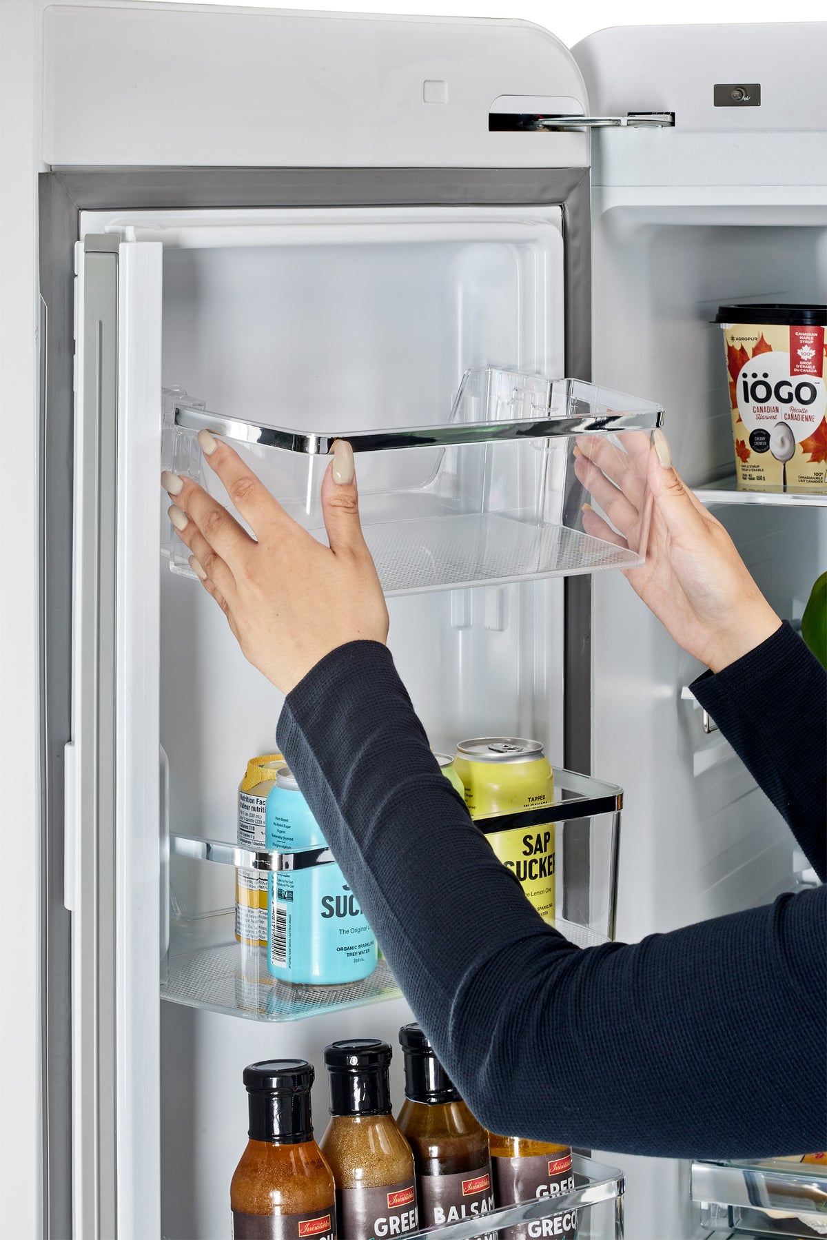 Classic Retro 36-inch 21.4 cu. ft. Frost Free French Door Counter Depth Refrigerator with Built-In Ice Maker in Marshmallow White - ENERGY STAR®