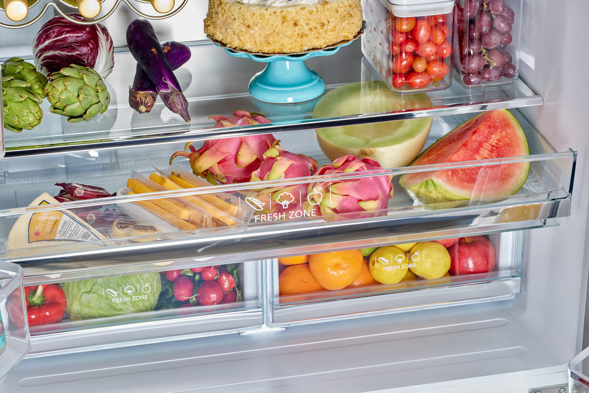Classic Retro 36-inch 21.4 cu. ft. Frost Free French Door Counter Depth Refrigerator with Built-In Ice Maker in Marshmallow White - ENERGY STAR®