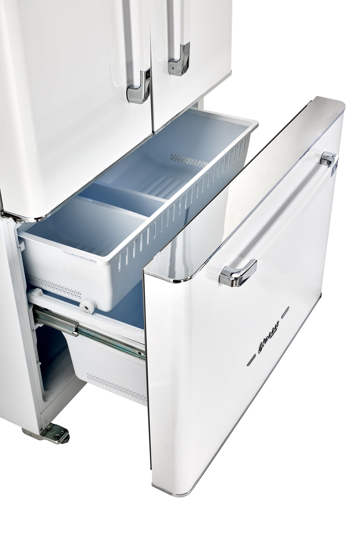 Classic Retro 36-inch 21.4 cu. ft. Frost Free French Door Counter Depth Refrigerator with Built-In Ice Maker in Marshmallow White - ENERGY STAR®