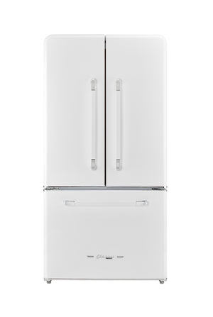 Classic Retro 36-inch 21.4 cu. ft. Frost Free French Door Counter Depth Refrigerator with Built-In Ice Maker in Marshmallow White - ENERGY STAR®