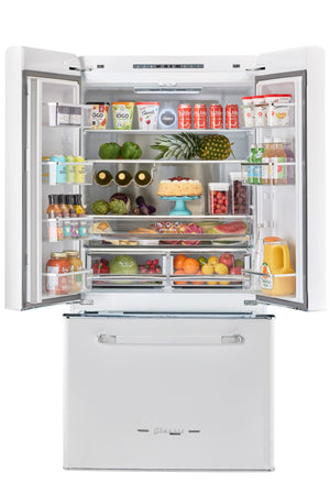 Classic Retro 36-inch 21.4 cu. ft. Frost Free French Door Counter Depth Refrigerator with Built-In Ice Maker in Marshmallow White - ENERGY STAR®