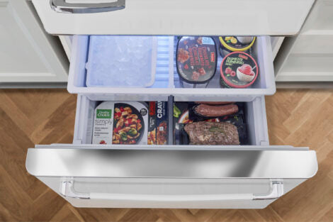 Classic Retro 30 in 17.7 cu. ft. Frost Free Retro Bottom Freezer Refrigerator in Marshmallow White, ENERGY STAR