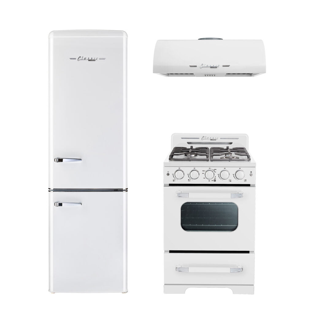 Classic Retro 24-inch 500 CFM Ducted Under Cabinet Range Hood with LED Lighting in Marshmallow White