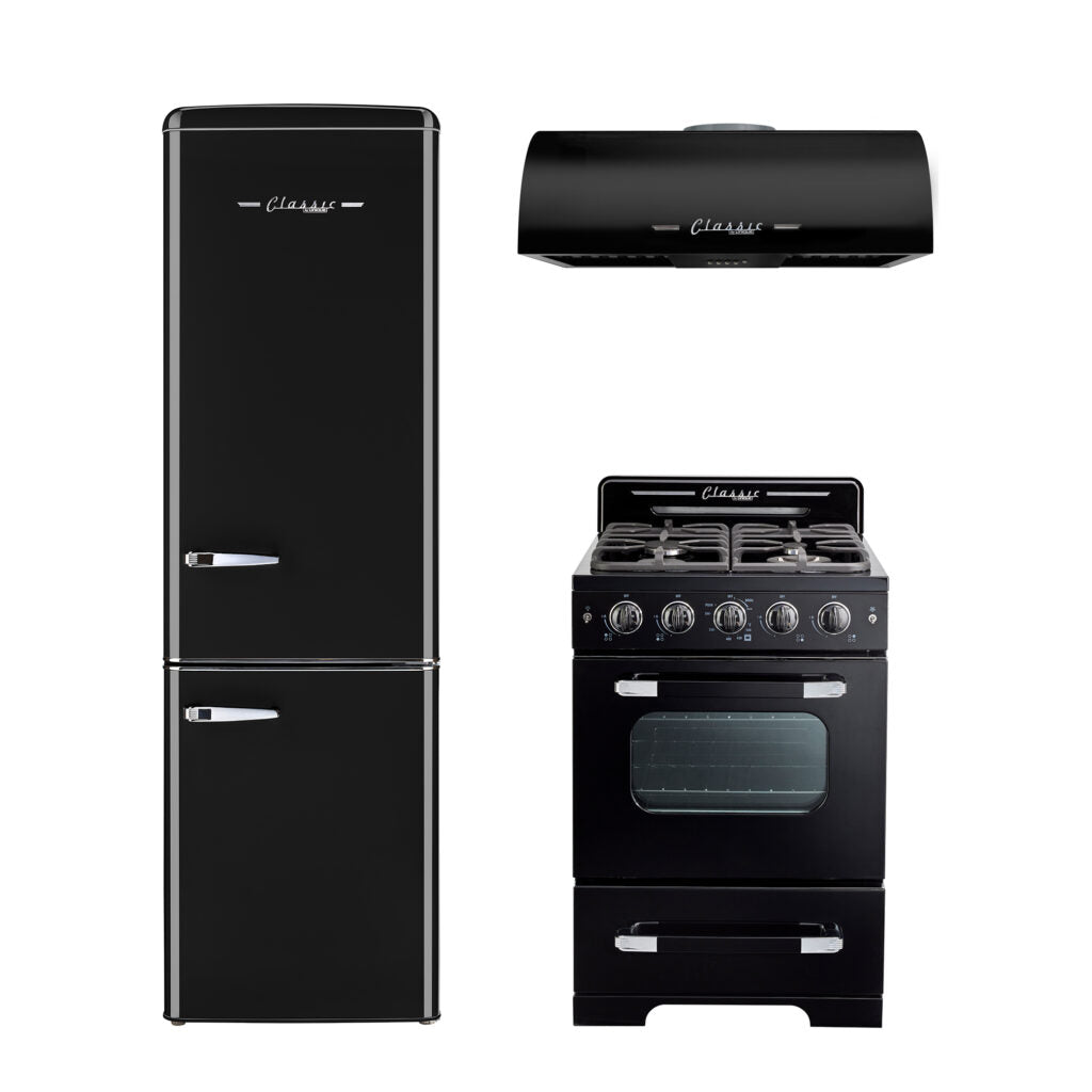 Classic Retro 24-inch 500 CFM Ducted Under Cabinet Range Hood with LED Lighting in Midnight Black