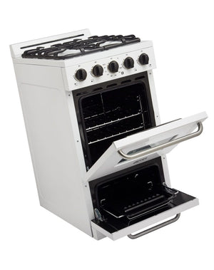 Off-Grid 20-inch 2.4 cu. ft. Propane Range with Battery Ignition Sealed Burners in White Marshmallow