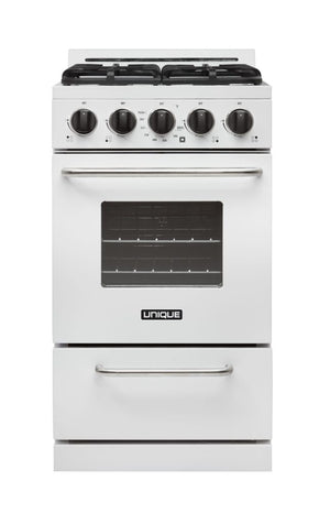 Off-Grid 20-inch 2.4 cu. ft. Propane Range with Battery Ignition Sealed Burners in White Marshmallow