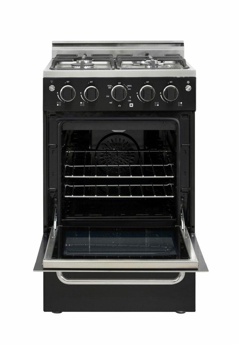 Unique Prestige 20" Black Convection Gas Range, Electronic Ignition