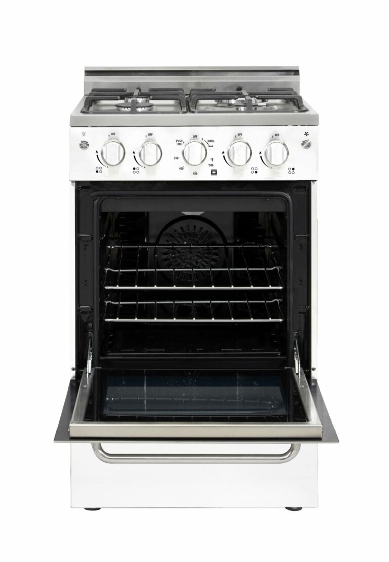 Unique Prestige 20" White Convection Gas Range, Electronic Ignition