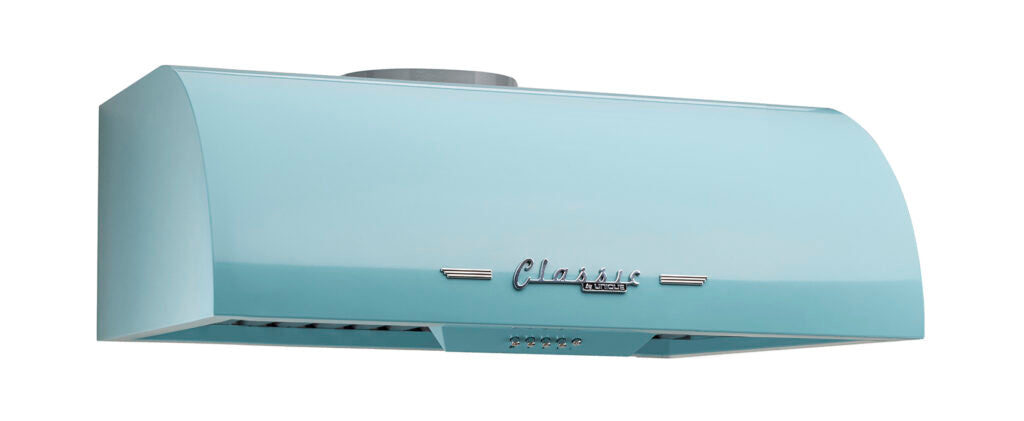 Classic Retro 24-inch 500 CFM Ducted Under Cabinet Range Hood with LED Lighting in Ocean Mist Turquoise