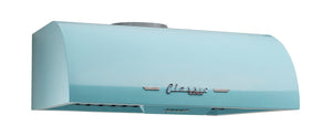 Classic Retro 24-inch 500 CFM Ducted Under Cabinet Range Hood with LED Lighting in Ocean Mist Turquoise