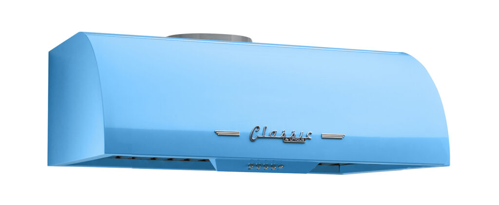 Classic Retro 24-inch 500 CFM Ducted Under Cabinet Range Hood with LED Lighting in Robin Egg Blue