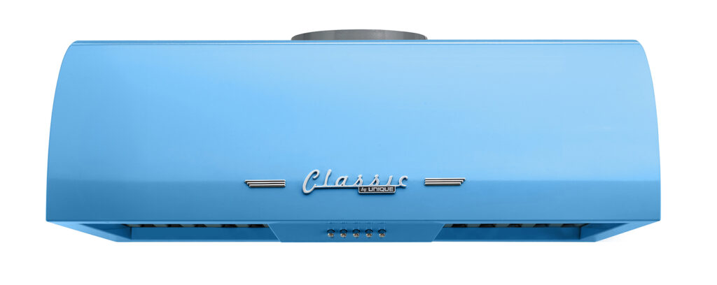 Classic Retro 24-inch 500 CFM Ducted Under Cabinet Range Hood with LED Lighting in Robin Egg Blue