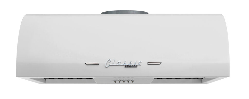 Classic Retro 24-inch 500 CFM Ducted Under Cabinet Range Hood with LED Lighting in Marshmallow White