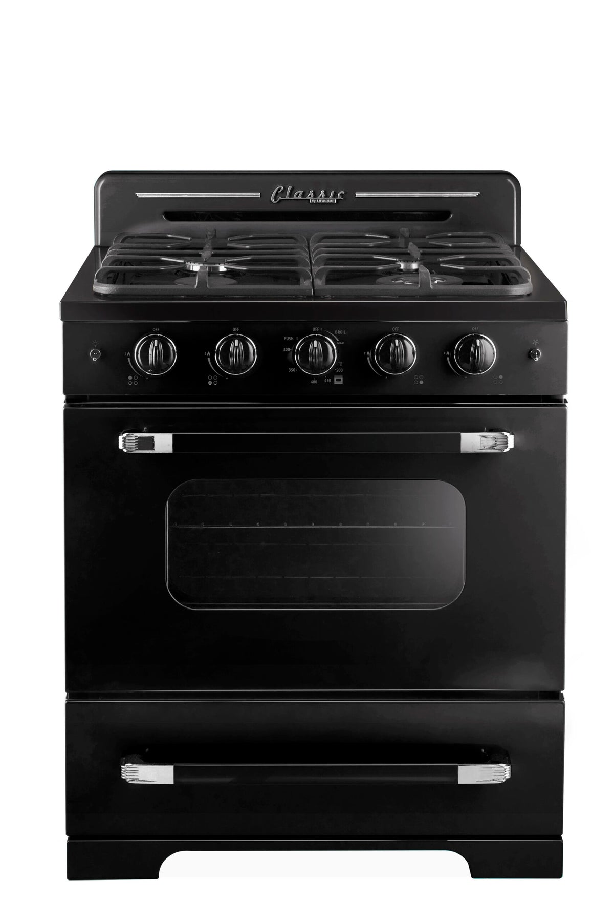 Cuisinière à gaz Classic Rétro avec four à convection, 30 po, 3,9 pi3, Midnight Black