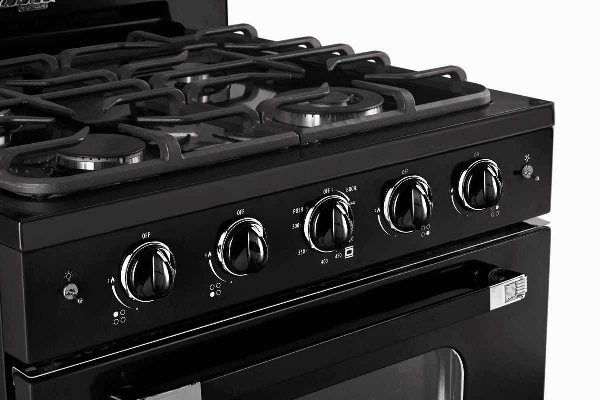 Cuisinière à gaz Classic Rétro avec four à convection, 30 po, 3,9 pi3, Midnight Black