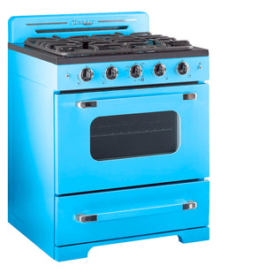 Classic Retro 30 in. 3.9 cu. ft. Retro Gas Range with Convection Oven in Robin Egg Blue