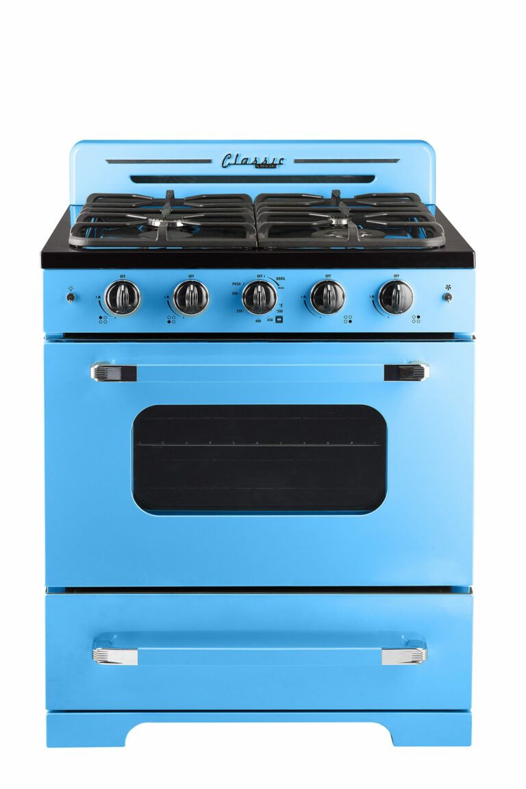 Cuisinière à gaz Classic Rétro avec four à convection, 30 po, 3,9 pi3, Robin Egg Blue