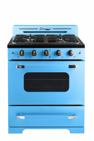 Classic Retro 30 in. 3.9 cu. ft. Retro Gas Range with Convection Oven in Robin Egg Blue