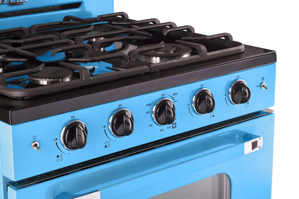 Cuisinière à gaz Classic Rétro avec four à convection, 30 po, 3,9 pi3, Robin Egg Blue