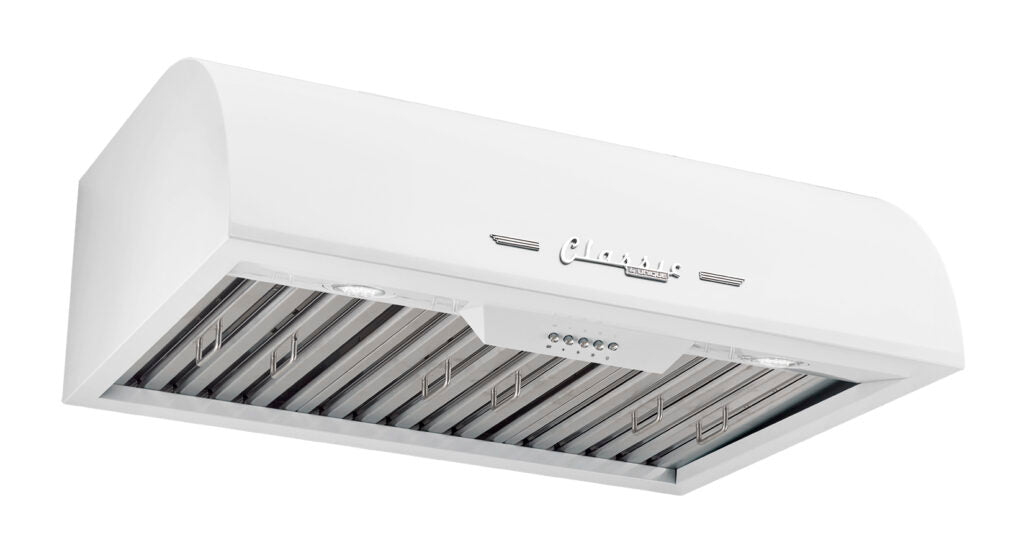 Classic Retro 30-inch 700 CFM Ducted Under Cabinet Range Hood with LED Lighting in Marshmallow White
