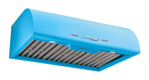 Classic Retro 30-inch 700 CFM Ducted Under Cabinet Range Hood with LED Lighting in Robin Egg Blue