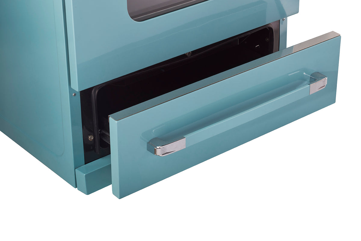 Cuisinière à gaz Classic Rétro avec four à convection, 30 po, 3,9 pi3, Ocean Mist Turquoise