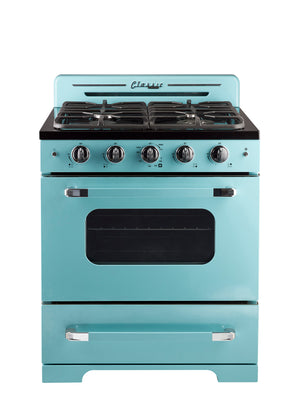 Classic Retro 30 -inch Free-Standing Gas Range with Convection Oven in Ocean Mist Turquoise