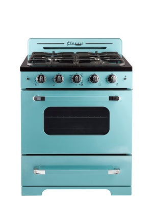 Classic Retro 30 in. 3.9 cu. ft. Retro Gas Range with Convection Oven in Ocean Mist Turquoise