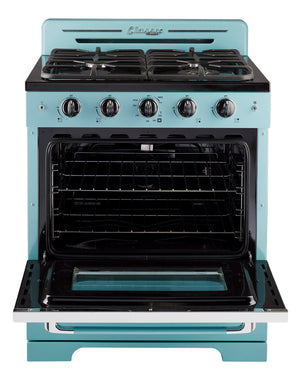 Classic Retro 30 -inch Free-Standing Gas Range with Convection Oven in Ocean Mist Turquoise