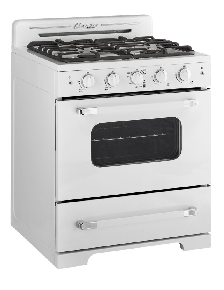 Cuisinière à gaz Classic Rétro avec four à convection, 30 po, 3,9 pi3, Marshmallow White