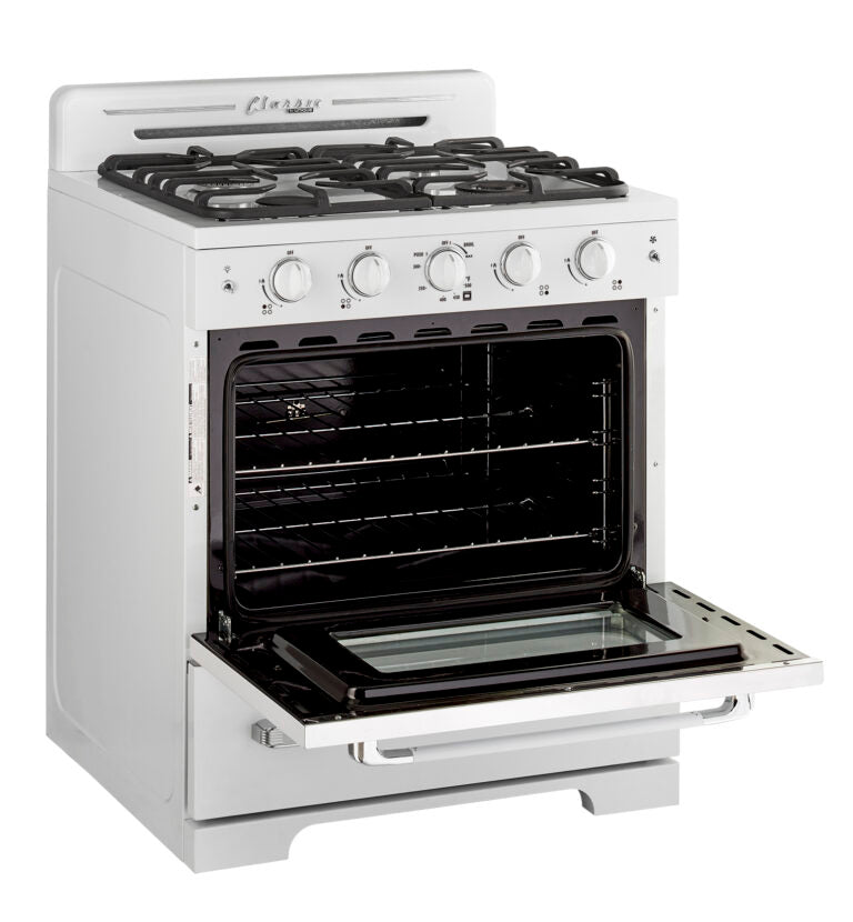 Cuisinière à gaz Classic Rétro avec four à convection, 30 po, 3,9 pi3, Marshmallow White