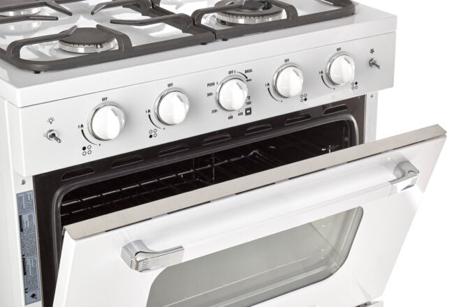Cuisinière à gaz Classic Rétro avec four à convection, 30 po, 3,9 pi3, Marshmallow White