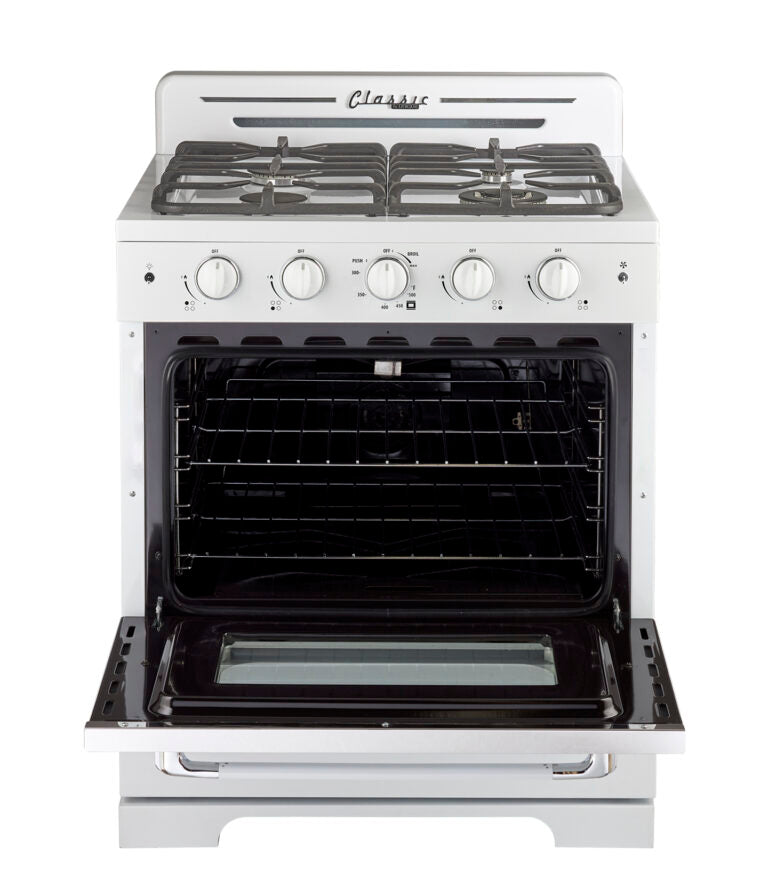 Cuisinière à gaz Classic Rétro avec four à convection, 30 po, 3,9 pi3, Marshmallow White