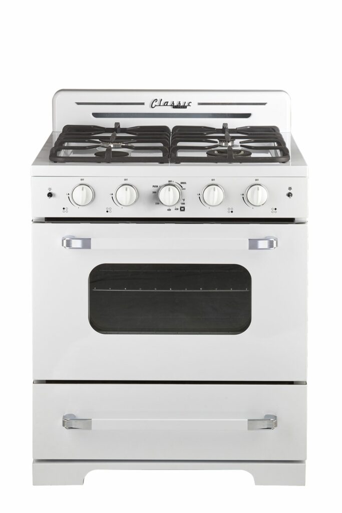 Cuisinière à gaz Classic Rétro avec four à convection, 30 po, 3,9 pi3, Marshmallow White