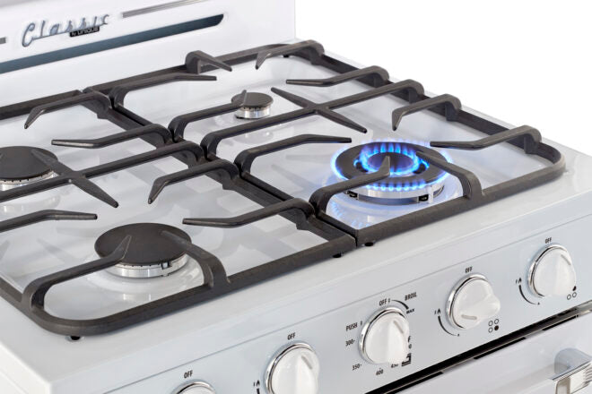 Cuisinière à gaz Classic Rétro avec four à convection, 30 po, 3,9 pi3, Marshmallow White